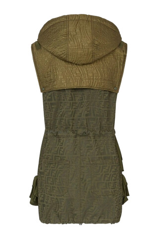 Fendi Khaki FF Fish Eye hooded cargo dress Khaki