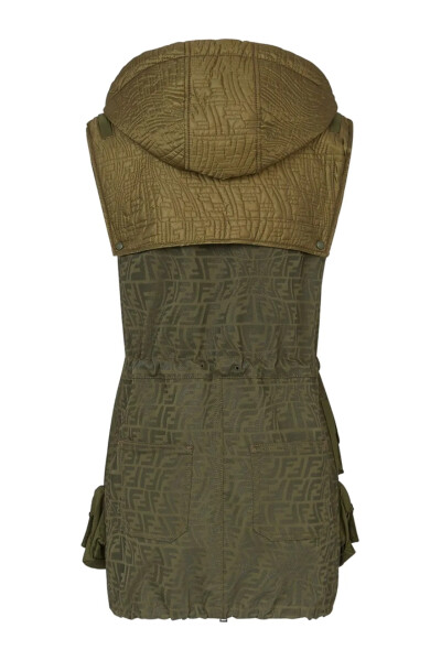 Image 5 of Fendi Khaki FF Fish Eye hooded cargo dress