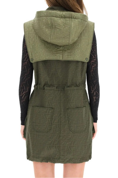 Image 3 of Fendi Khaki FF Fish Eye hooded cargo dress