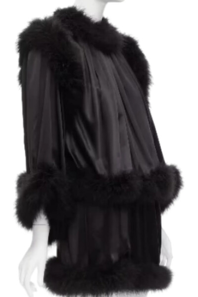 Image 3 of Saint Laurent Black mini dress with fur trim