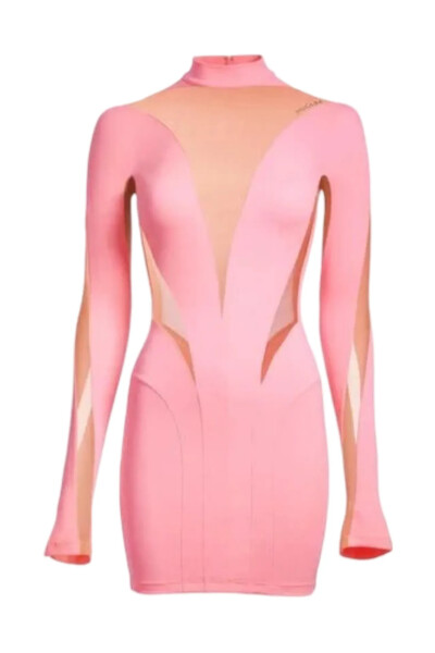 Image of MUGLER Pink dress with transparent inserts