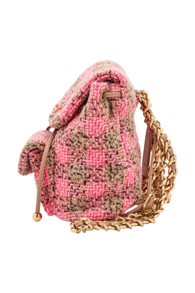 Image 2 of Chanel Pink and Beige Wool Tweed Duma Backpack Gold Hardware