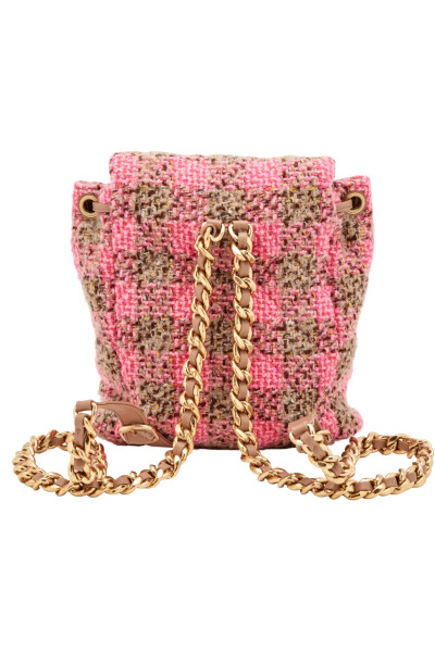 Image 4 of Chanel Pink and Beige Wool Tweed Duma Backpack Gold Hardware