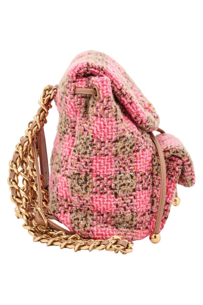 Image 3 of Chanel Pink and Beige Wool Tweed Duma Backpack Gold Hardware