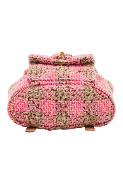 Image 5 of Chanel Pink and Beige Wool Tweed Duma Backpack Gold Hardware