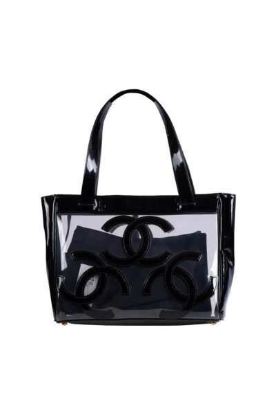 Image of Chanel Black Vintage PVC Tote Bag Triple CC