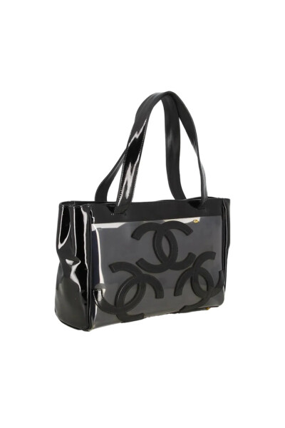 Image 2 of Chanel Black Vintage PVC Tote Bag Triple CC