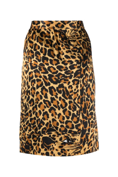 Image 2 of Saint Laurent Brown Leopard Silk Skirt