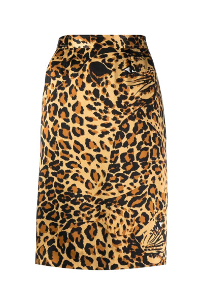 Image of Saint Laurent Brown Leopard Silk Skirt