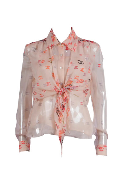 Image of Chanel Pale Pink Vintage Silk Shirt