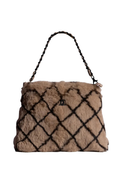 Image of Chanel Vintage Light Brown Lapin Fur With Black Hardware