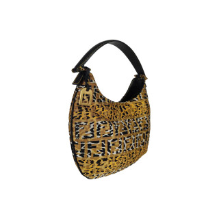 Fendi Brown Vintage Hobo Handbag Animalier Canvas Brown