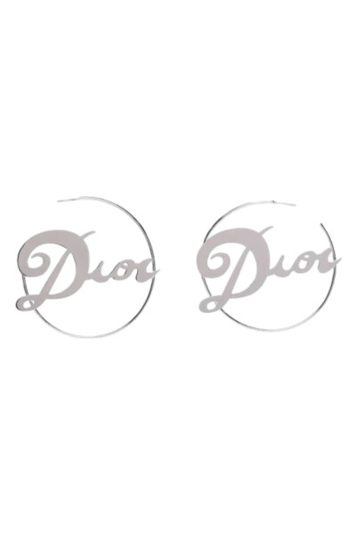 Image of Dior Vintage Silver 'it Girl' Hoop Earrings