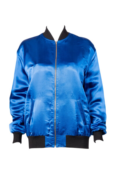 Image of Saint Laurent Blue Vintage Bomber Sweet Dreams Rainbow