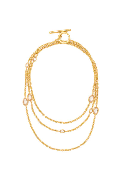 Image 5 of Adeena 18K Gold plated Choker with Champagne Zircons Satu