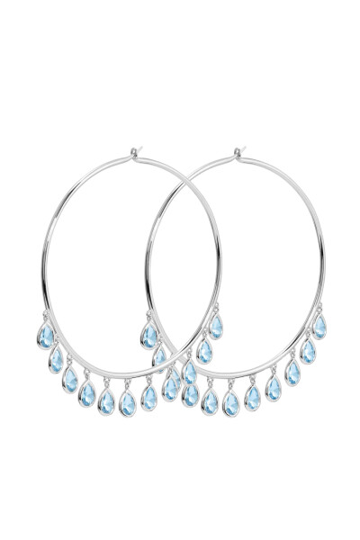 Image of Adeena Silver Earrings with Sky Blue Zircons Ratu