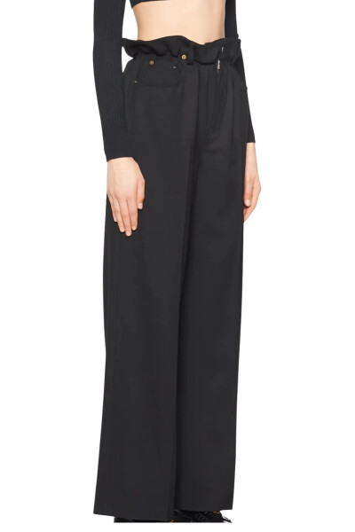 Image 3 of Miu Miu Black Paperbag Straight-Leg Wool Pants