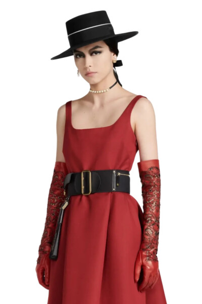 Image 3 of Dior Red Belted Mid-Length Dress Scarlet