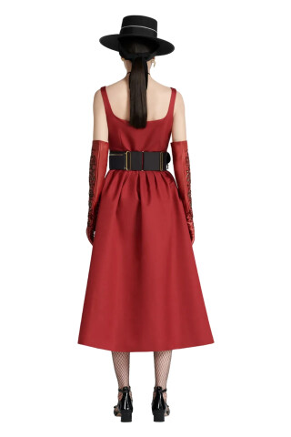 Dior Red Belted Mid-Length Dress Scarlet Red