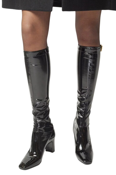 Image 4 of Saint Laurent Black Elle Square Toe Boots