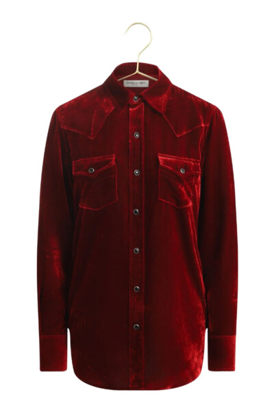 Image 2 of Saint Laurent Red Gliter Velour Shirt