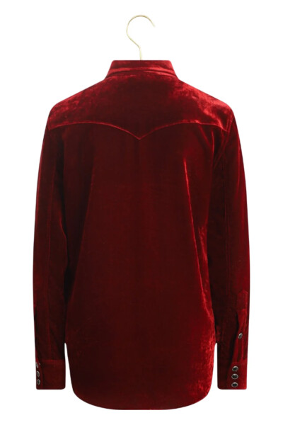 Image 3 of Saint Laurent Red Gliter Velour Shirt