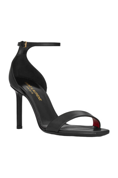 Image 3 of Saint Laurent Black Amber 105 strappy Sandal In Leather