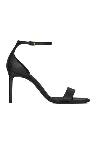 Image of Saint Laurent Black Amber 105 strappy Sandal In Leather